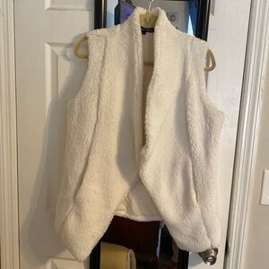 Soft plush ivory vest with pockets